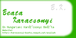 beata karacsonyi business card